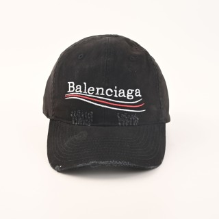 Balenciaga Distressed Wave Logo Baseball Cap Black