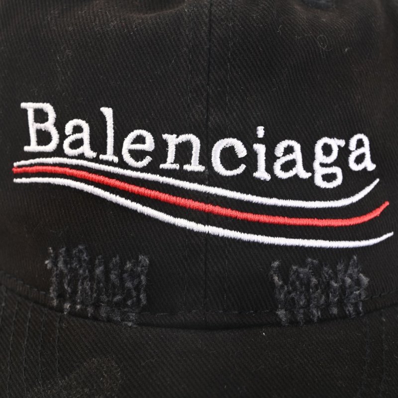 Balenciaga Distressed Wave Logo Baseball Cap Black view