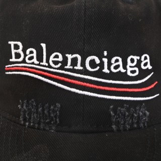 Balenciaga Distressed Wave Logo Baseball Cap Black view 8