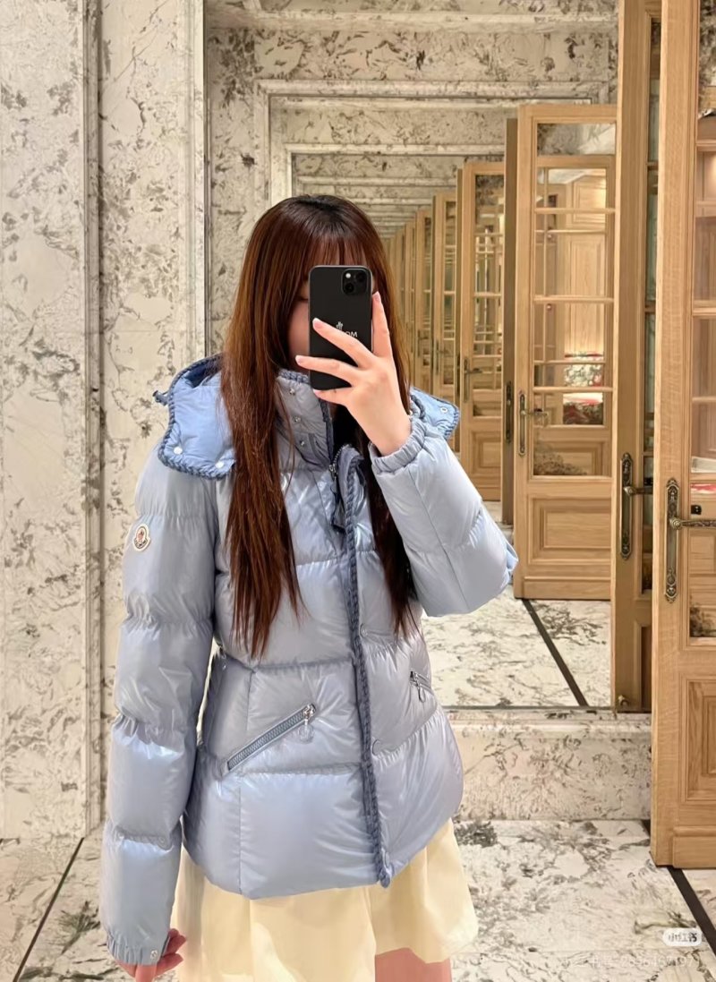 Light Blue Puffer Down Jacket with Quilted Design view