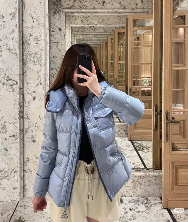 Light Blue Puffer Down Jacket with Quilted Design view