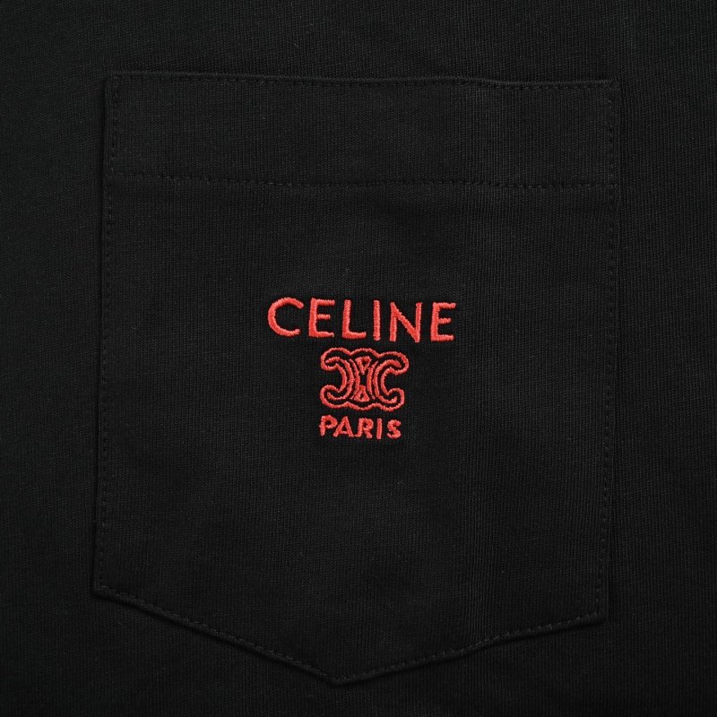 Celine Black Logo Pocket T-Shirt view