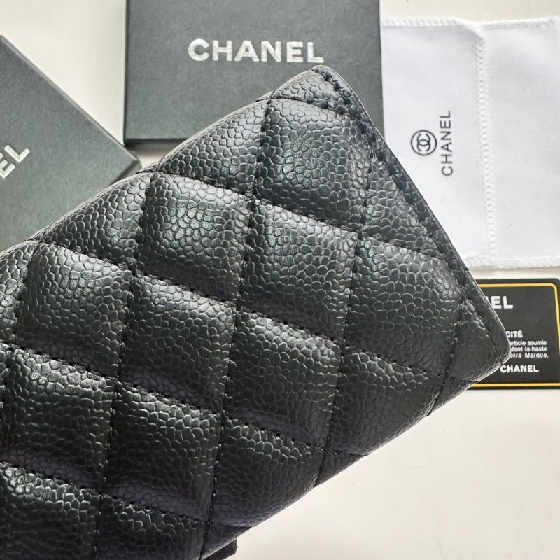 Chanel CF Black Quilted Caviar Card Holder Wallet view