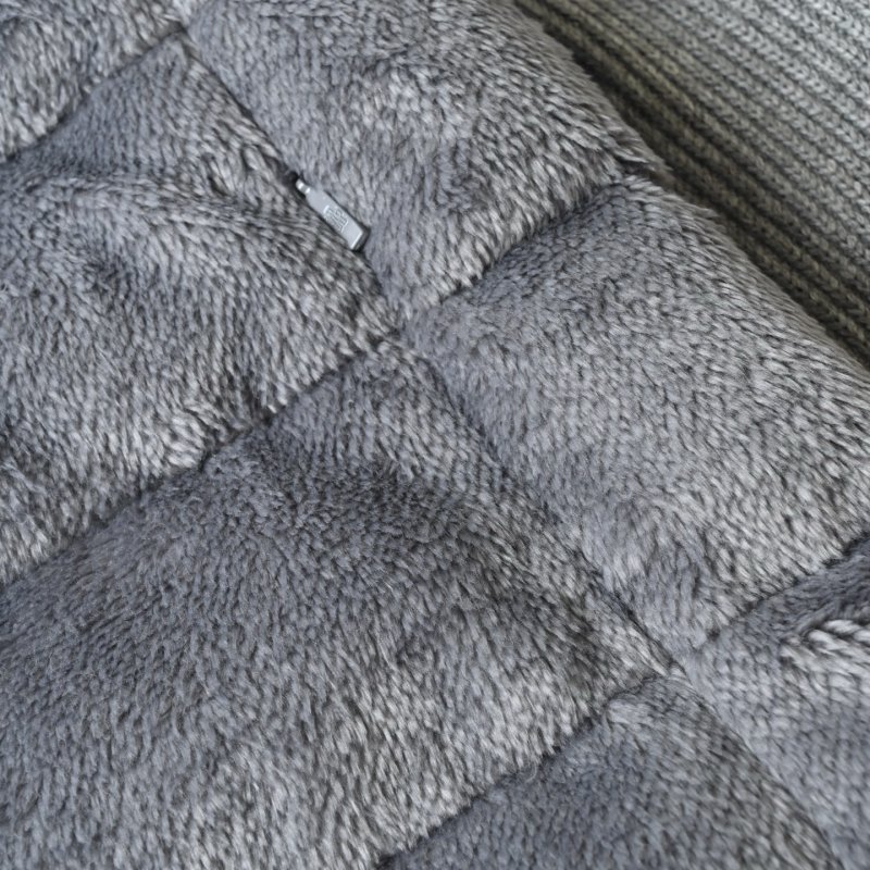 Beige Quilted Down Puffer Jacket with Ribbed Sleeves view