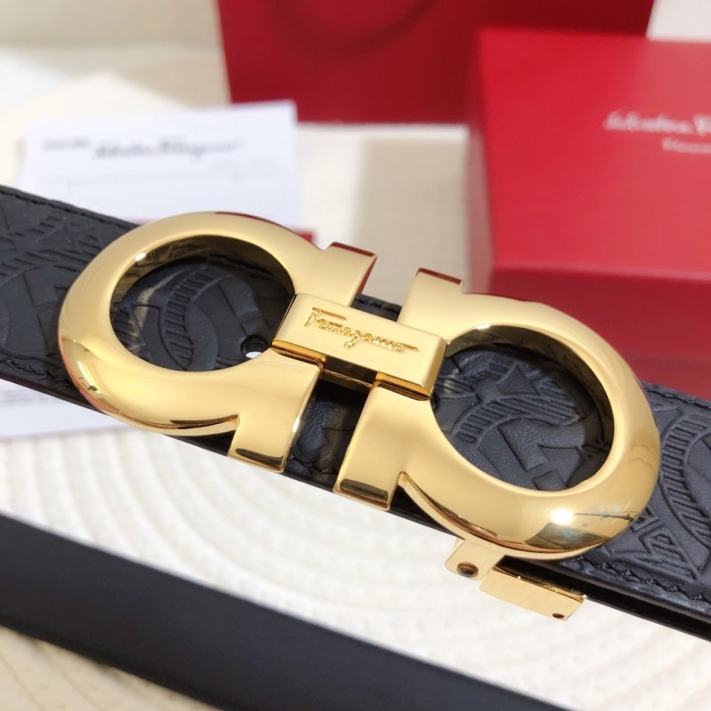 Salvatore Ferragamo Gancini Black Leather Belt 34mm view
