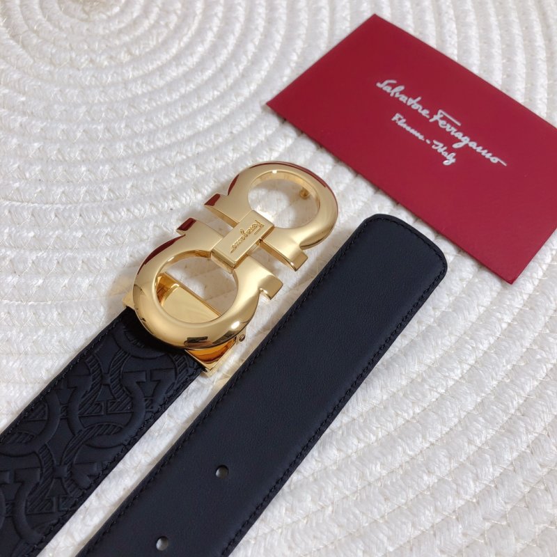 Salvatore Ferragamo Gancini Black Leather Belt 34mm view