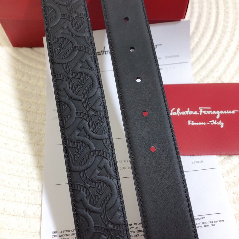 Salvatore Ferragamo Gancini Black Leather Belt 34mm view