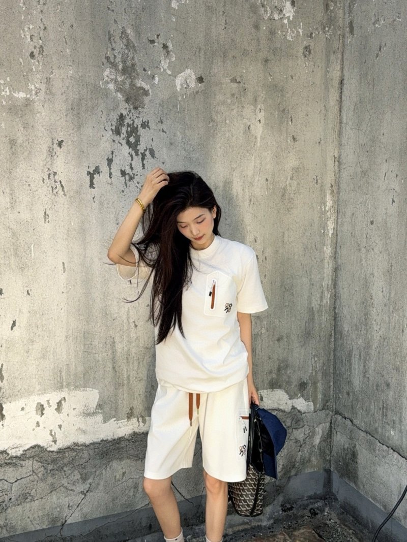 White Casual Shorts with Embroidered Details view