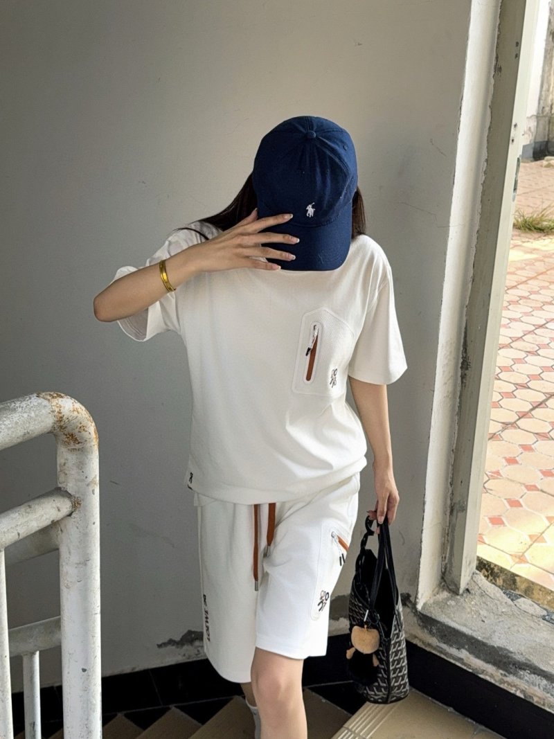 White Casual Shorts with Embroidered Details view