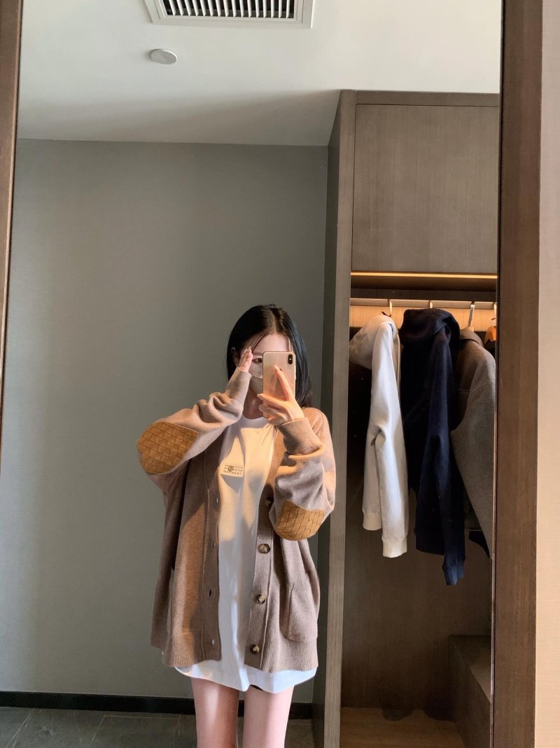 Beige Ribbed Knit Cardigan view