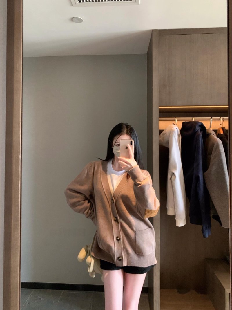 Beige Ribbed Knit Cardigan view