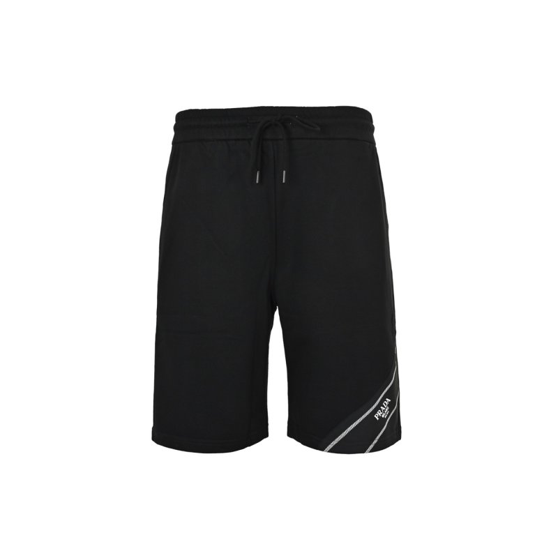 Black Knee-Length Shorts with White Logo Tape view