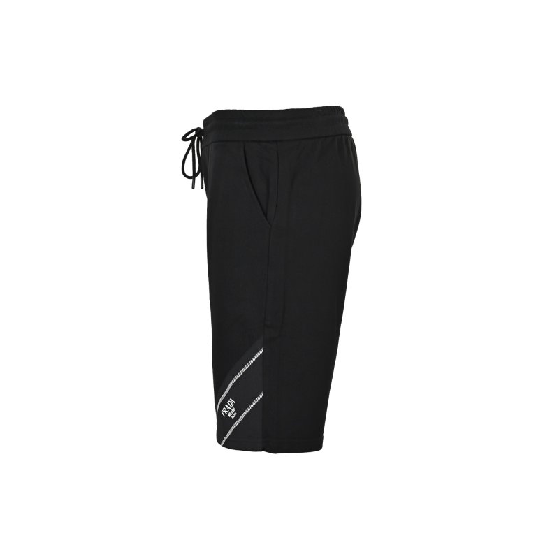 Black Knee-Length Shorts with White Logo Tape view