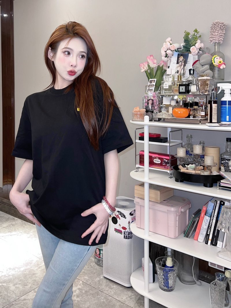 Black Oversized Short Sleeve T-Shirt with Yellow Embroidery view