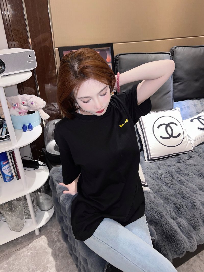 Black Oversized Short Sleeve T-Shirt with Yellow Embroidery view