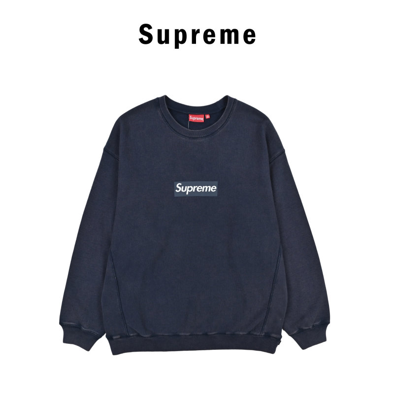 Supreme Cracked Box Logo Crewneck Sweatshirt Navy