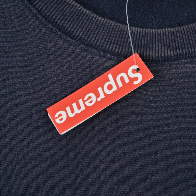 Supreme Cracked Box Logo Crewneck Sweatshirt Navy view