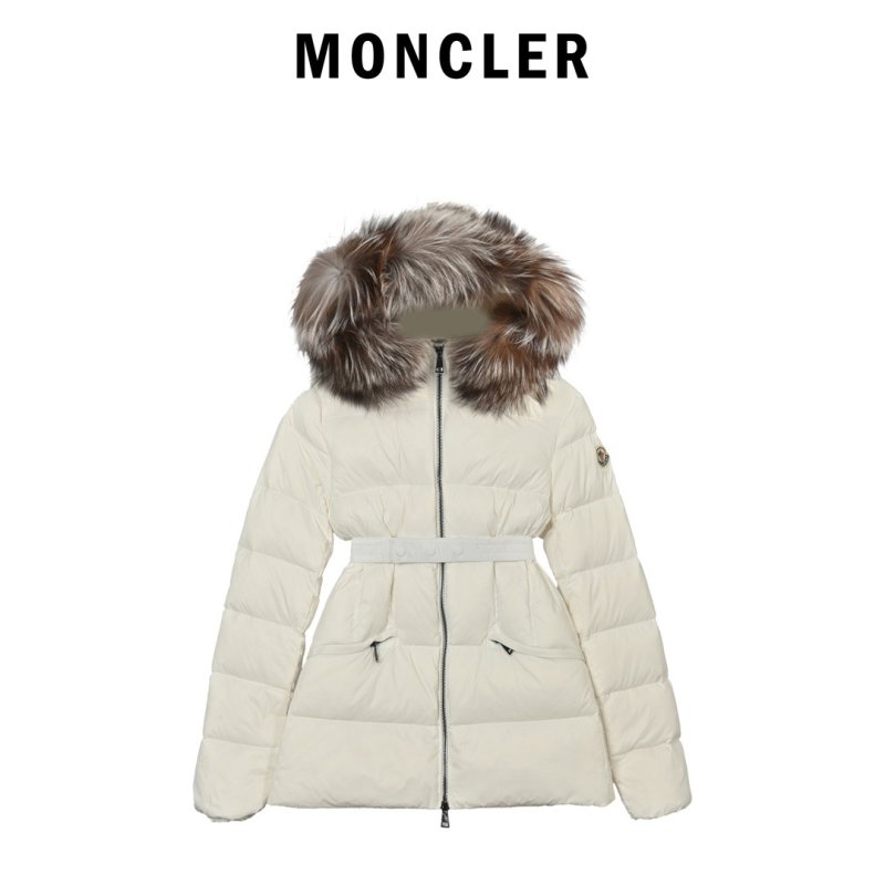 White Puffer Down Jacket with Faux Fur Collar view