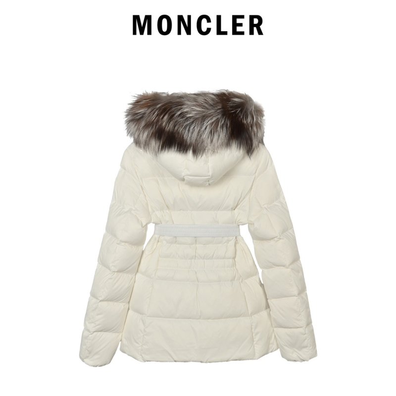 White Puffer Down Jacket with Faux Fur Collar view