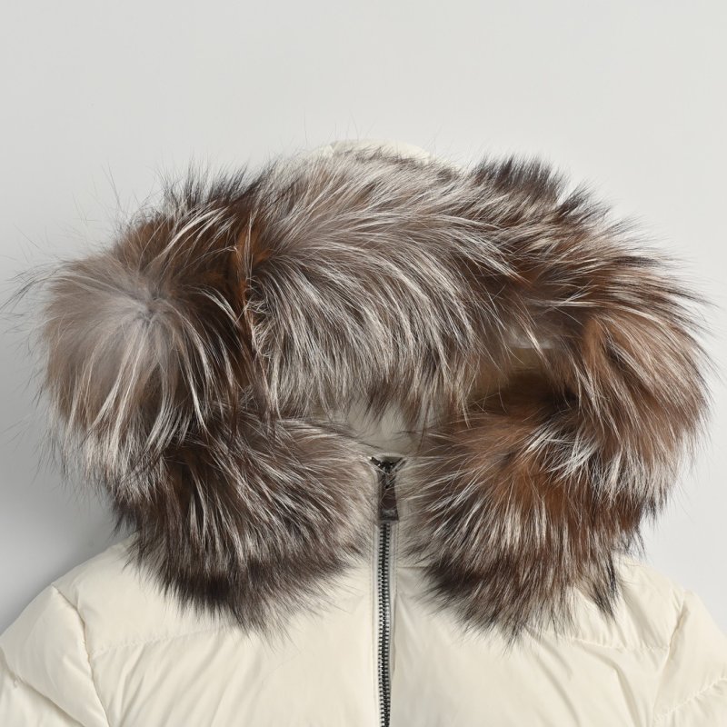 White Puffer Down Jacket with Faux Fur Collar view
