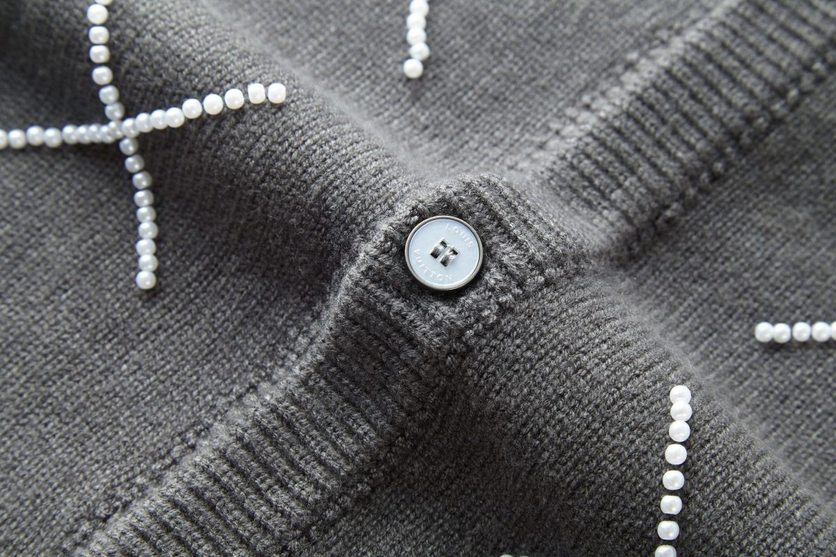 Louis Vuitton Diamond Quilted Knit Cardigan Charcoal Grey view