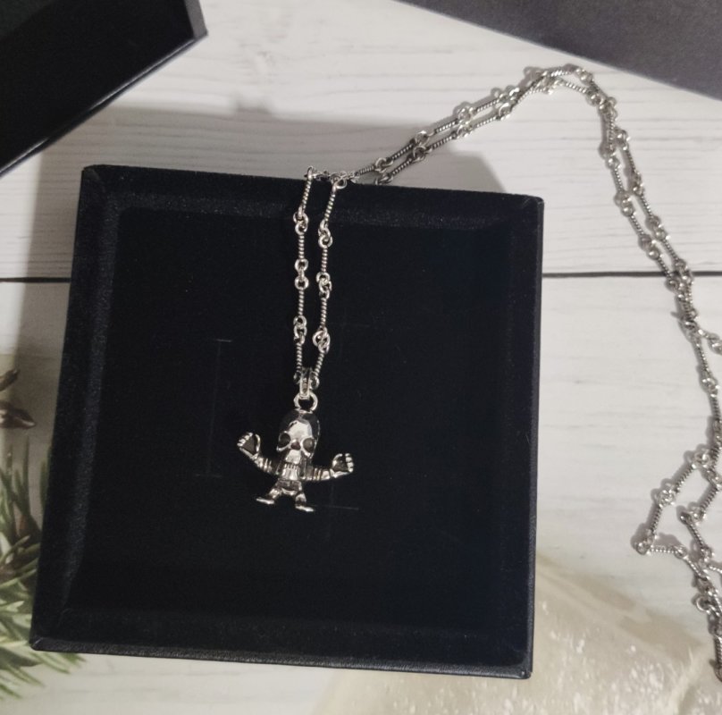 Chrome Hearts Skull Pendant Silver Chain Necklace