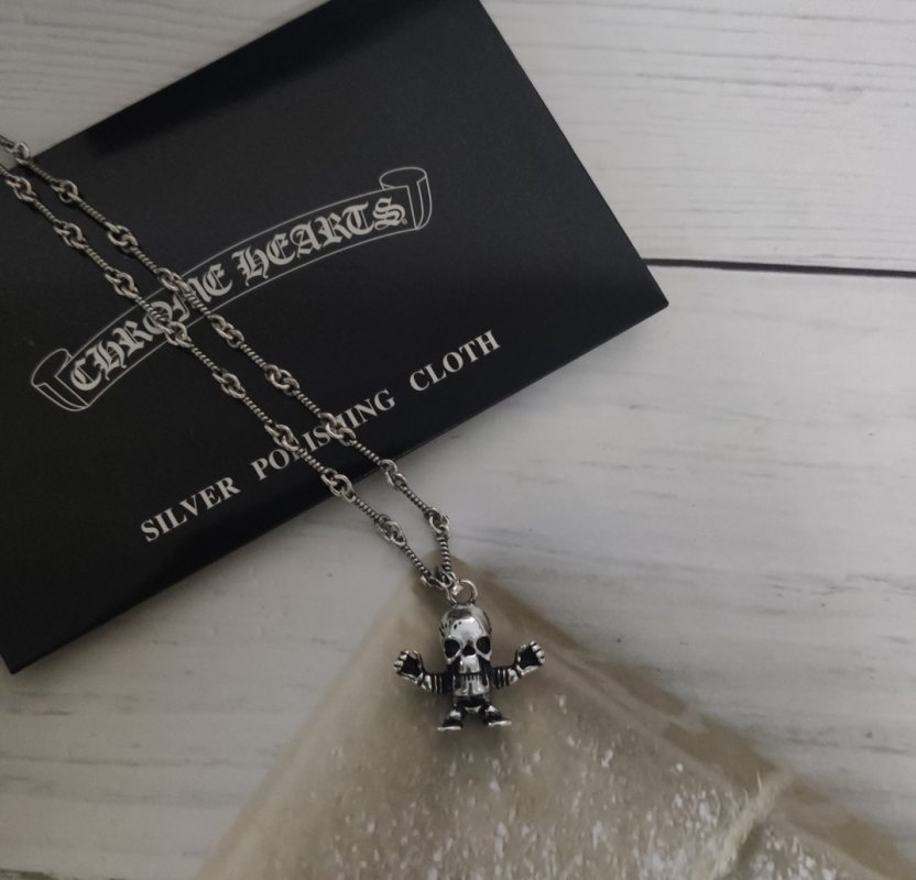 Chrome Hearts Skull Pendant Silver Chain Necklace view