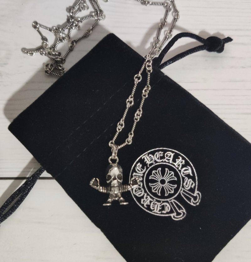Chrome Hearts Skull Pendant Silver Chain Necklace view