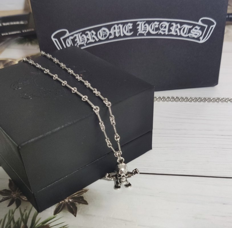 Chrome Hearts Skull Pendant Silver Chain Necklace view