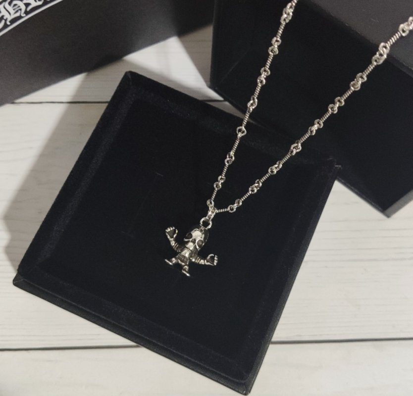 Chrome Hearts Skull Pendant Silver Chain Necklace view