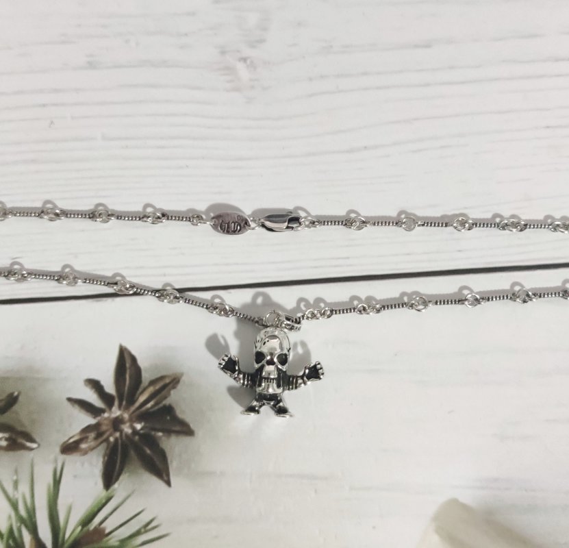 Chrome Hearts Skull Pendant Silver Chain Necklace view