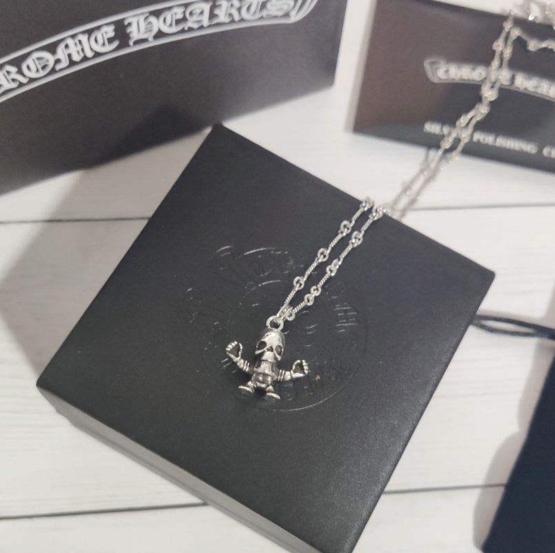 Chrome Hearts Skull Pendant Silver Chain Necklace view