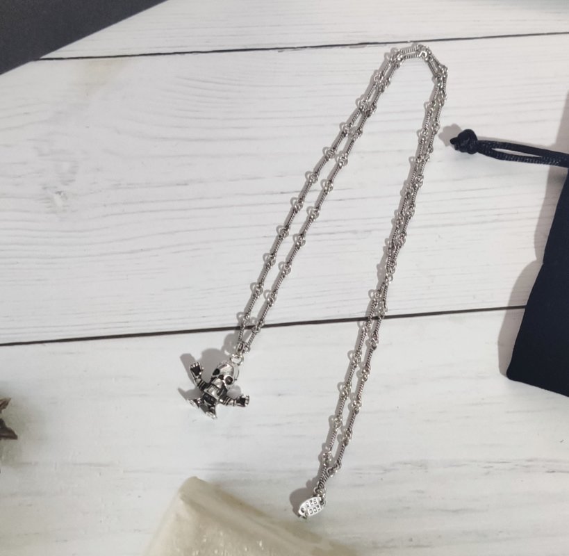 Chrome Hearts Skull Pendant Silver Chain Necklace view