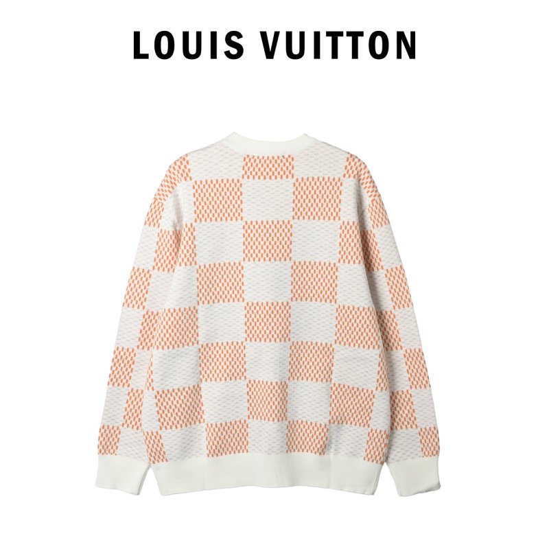 Louis Vuitton Damier Jacquard Crew Neck Sweater Cream Orange view