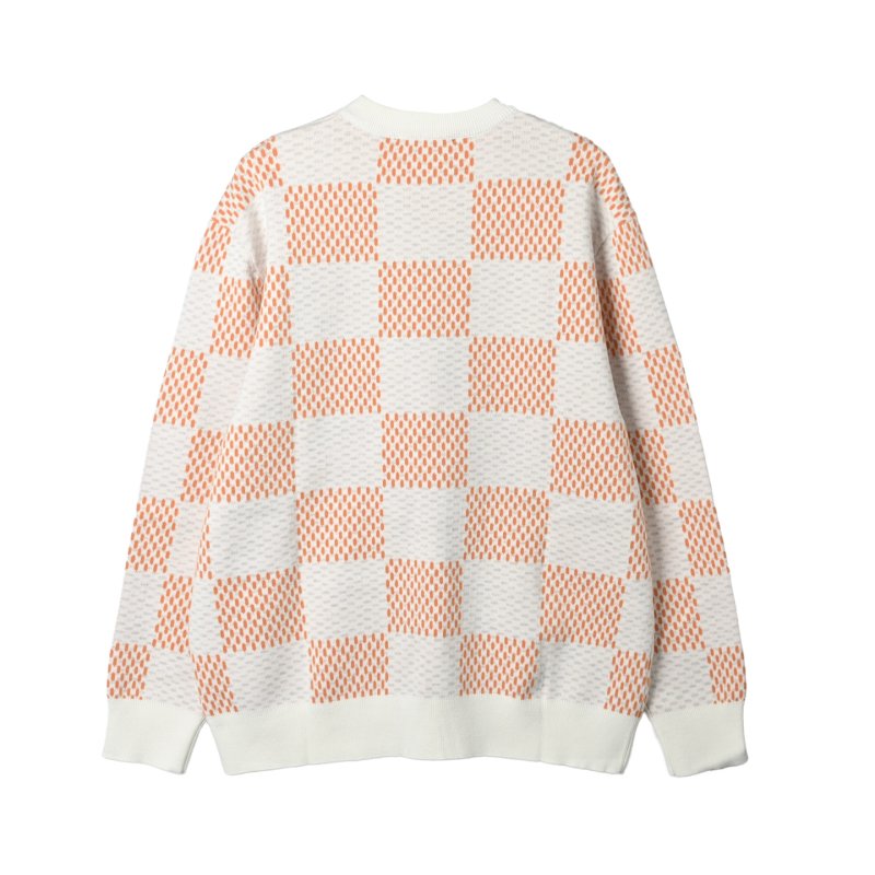 Louis Vuitton Damier Jacquard Crew Neck Sweater Cream Orange view