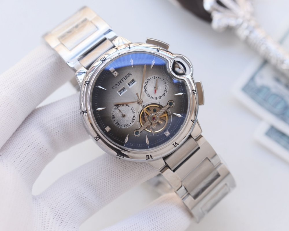 Cartier Rotonde Skeleton Automatic Men's Watch 44mm Silver