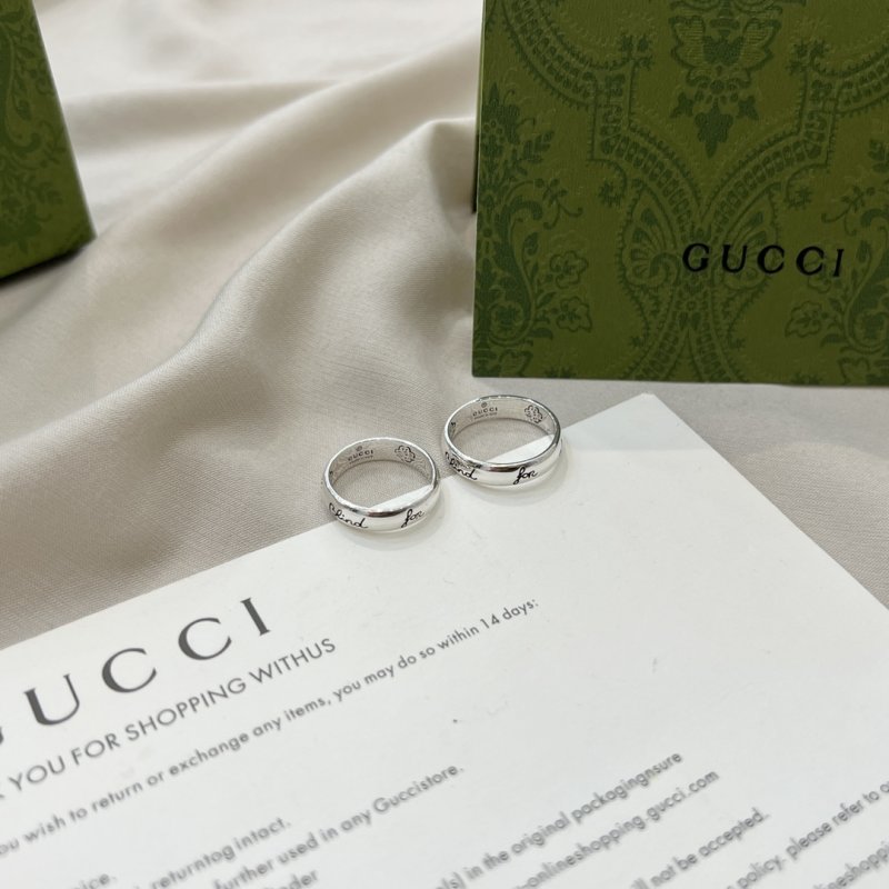 Gucci Double G Love Fearless Narrow Silver Ring
