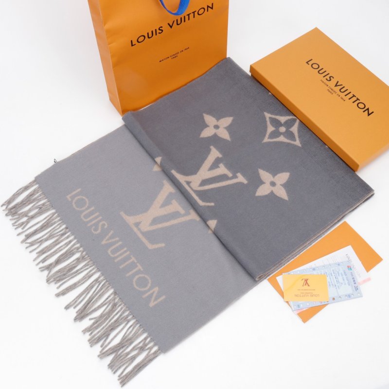 Louis Vuitton LV Monogram Gradient Wool Cashmere Scarf - Grey