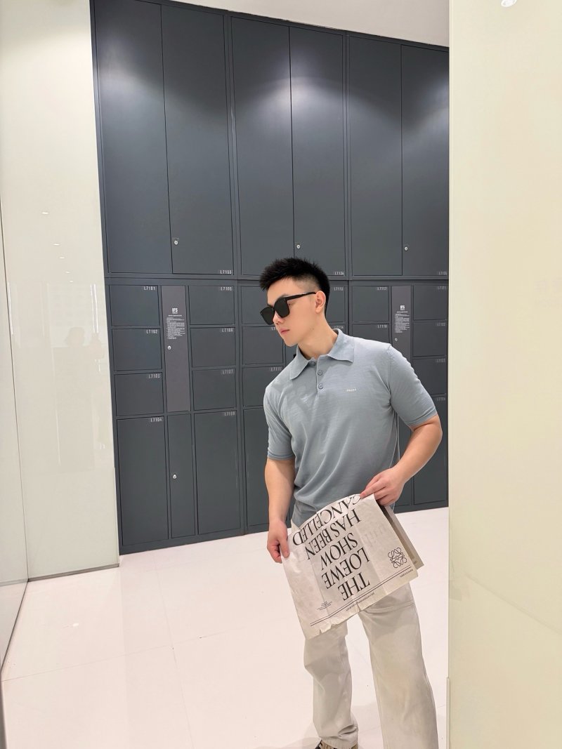 Prada Embroidered Logo Knit Polo Shirt - Sage Green view