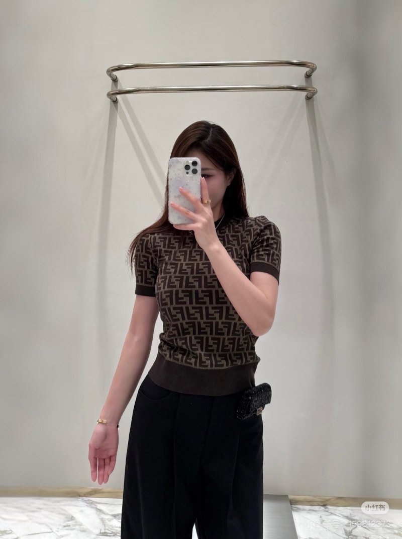 Monogram Pattern Short Sleeve T-Shirt Brown view