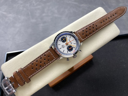 Breitling Top Time Chronograph White Dial Brown Leather view 4