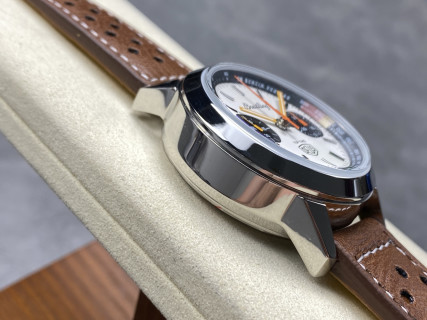 Breitling Top Time Chronograph White Dial Brown Leather view 5