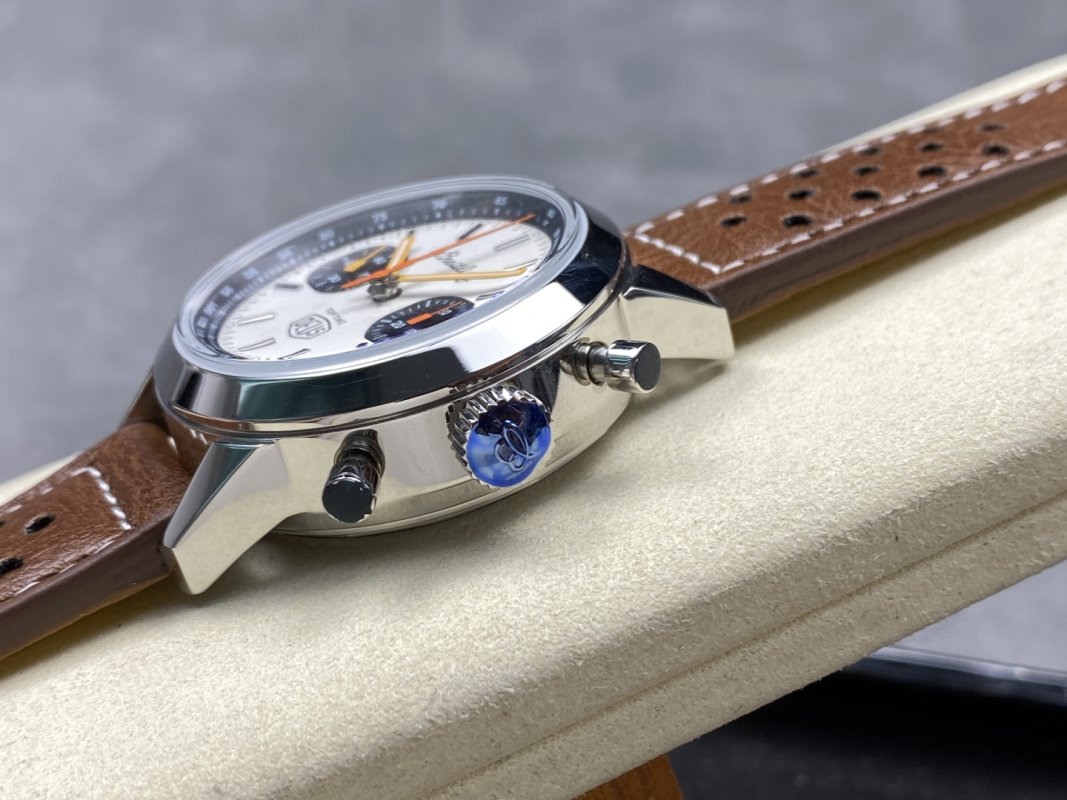 Breitling Top Time Chronograph White Dial Brown Leather view