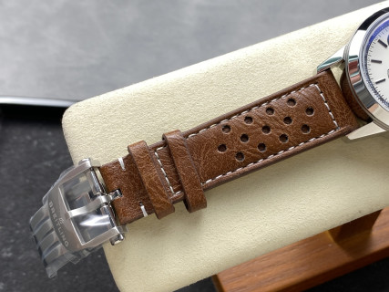 Breitling Top Time Chronograph White Dial Brown Leather view 8