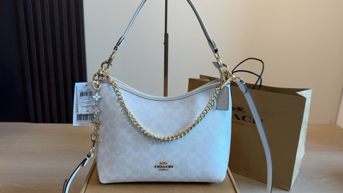 Coach Signature Chain Shoulder Bag Light Blue