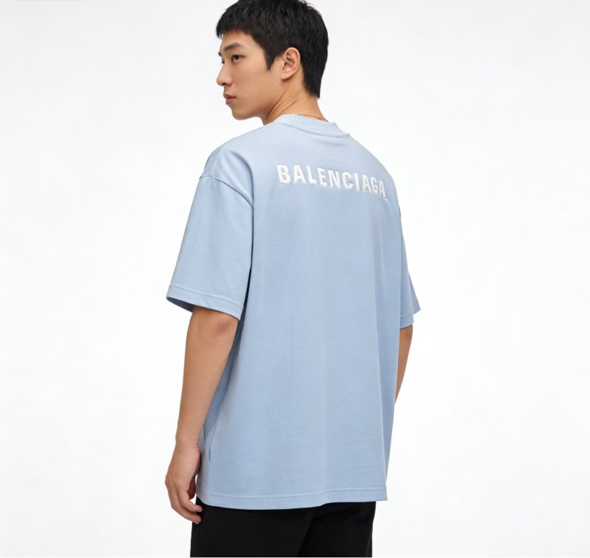 Balenciaga Logo Print T-Shirt Light Blue view