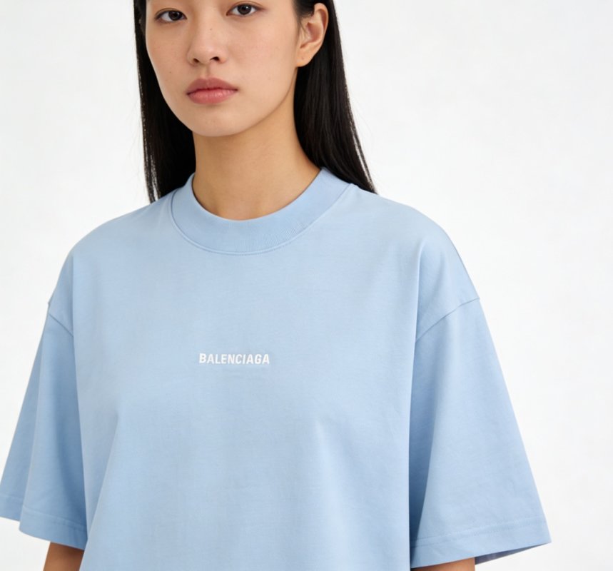 Balenciaga Logo Print T-Shirt Light Blue view