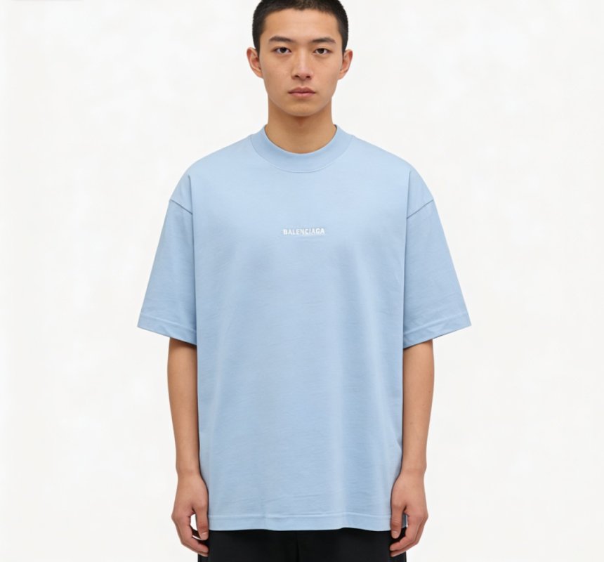 Balenciaga Logo Print T-Shirt Light Blue view