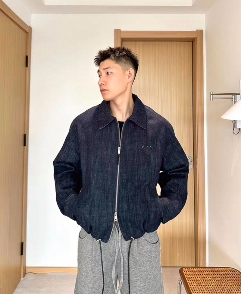 Ikesai Navy Denim Zip Jacket