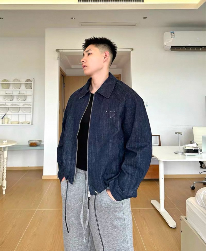 Ikesai Navy Denim Zip Jacket view